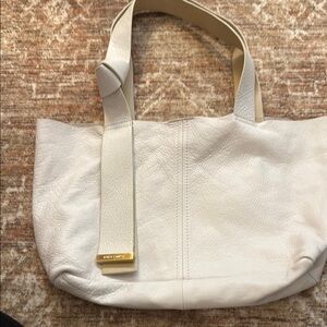 Vince Camuto White Tote Bag with Gold Accent
